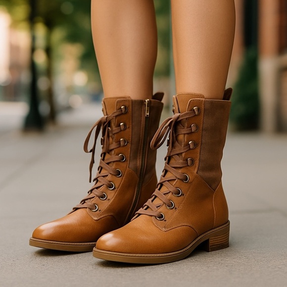 Bussola Lace Up Boots 10” Shaft Brown Trapani Tova Combat Equestrian Boho 8.5 - Picture 1 of 13
